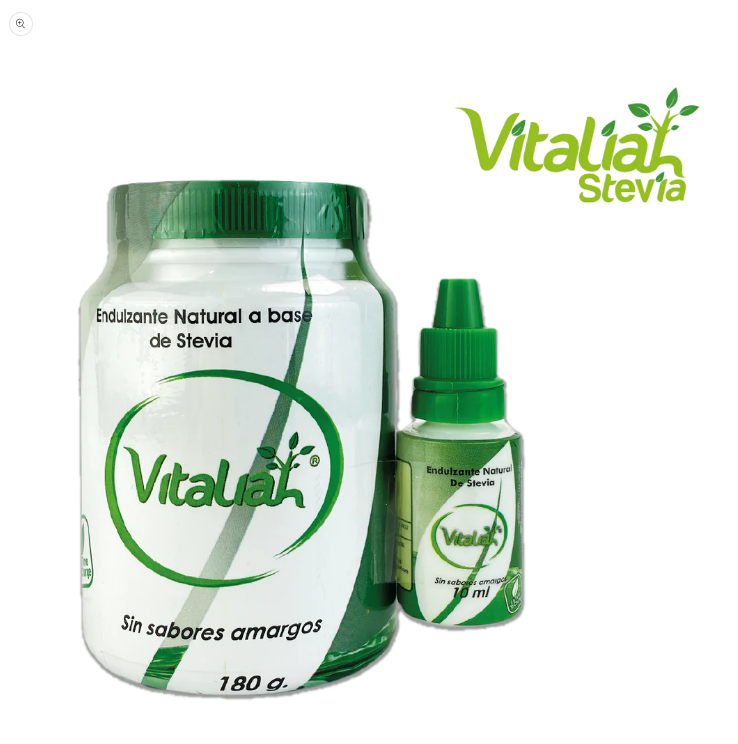 VITALIAH ENDULZANTE DE STEVIA EN POLVO FRASCO X 180G +  GOTERO 10ML