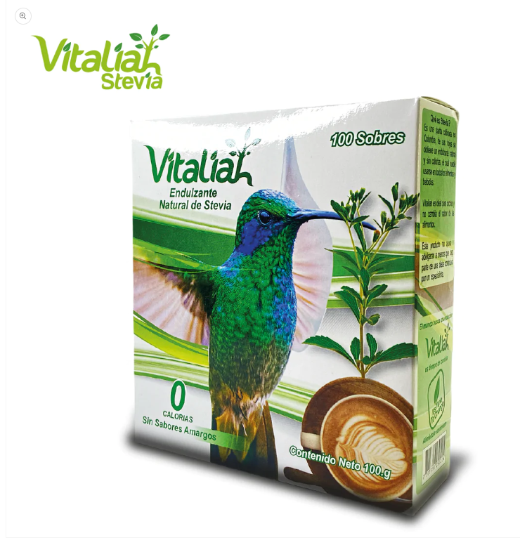 VITALIAH  ENDULZANTE DE STEVIA EN POLVO SACHET CAJA X 100 SOBRES